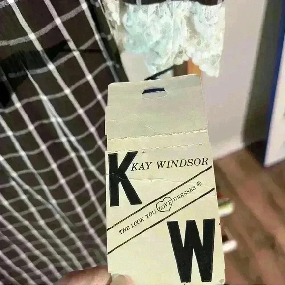 NWT Vintage 1950’s Windowpane Lace Scooter Dress Long Sleeves Midi Size 10 - Picture 5 of 12